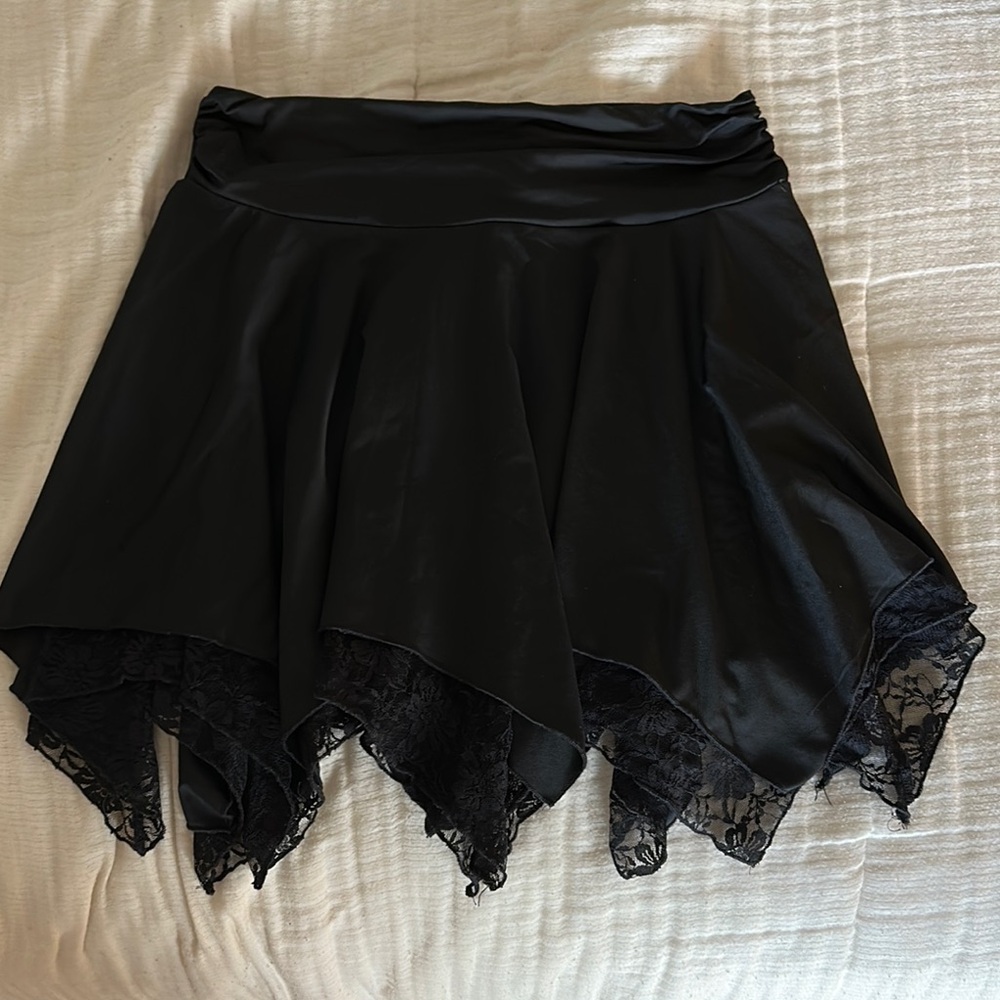 Amazon Black Asymmetrical Skirt with Lace Detail
